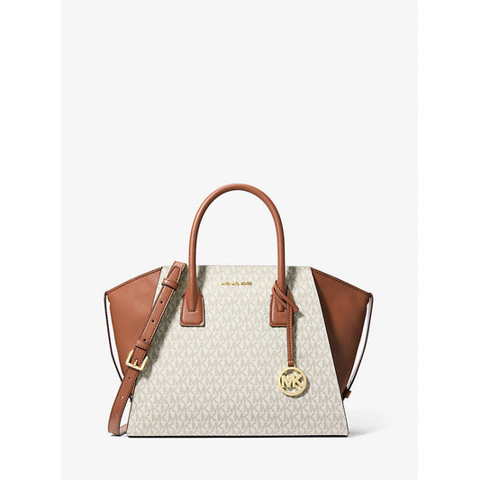 Michael Kors Handväska Avril Fullkornslader Blixtlas Beige