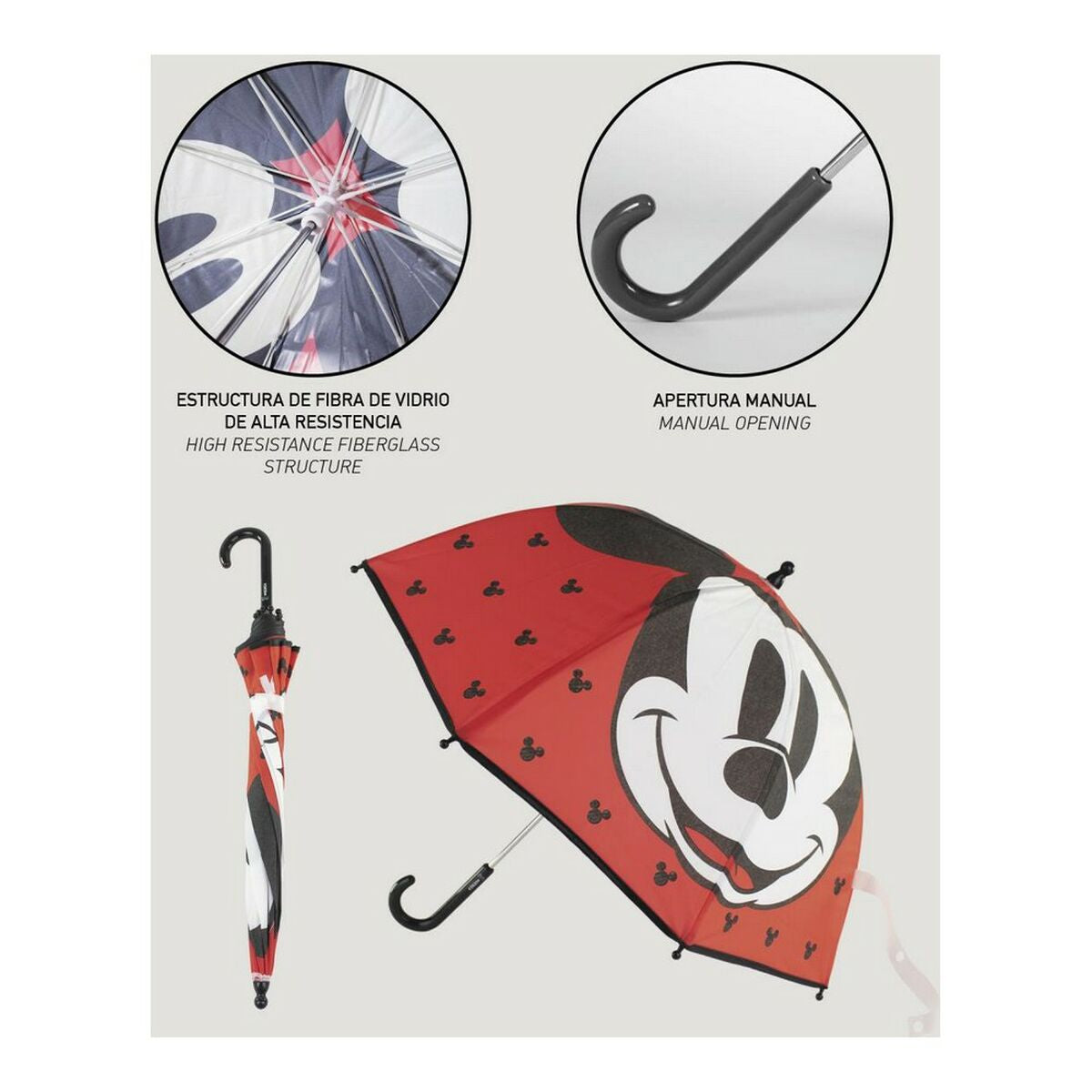 Paraply Mickey Mouse Röd (Ø 71 cm) – produktbild 3 | Itsbag