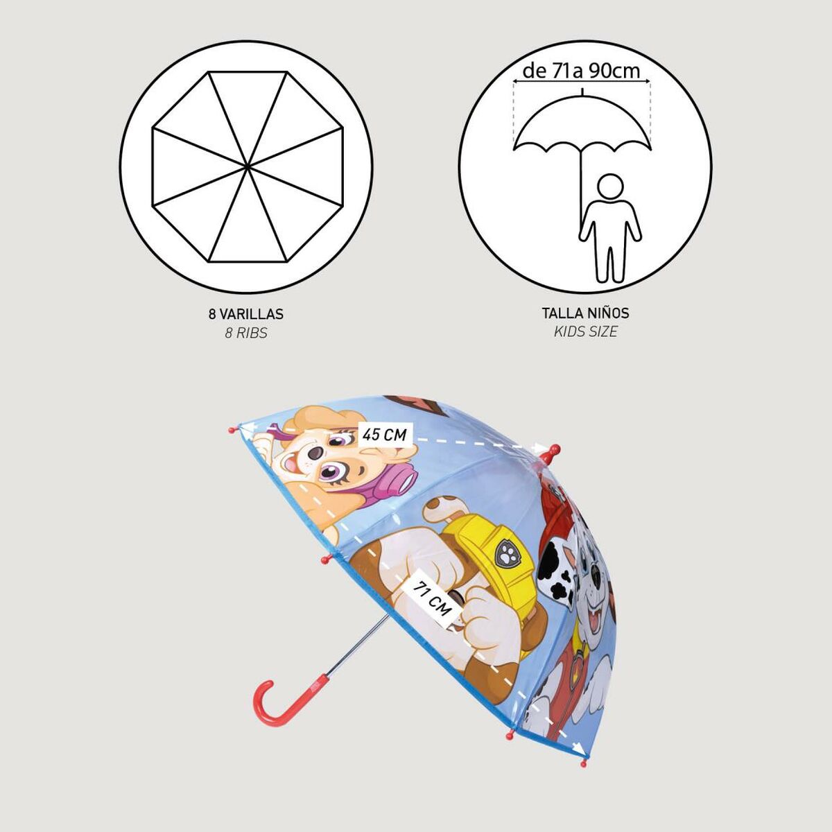 Paraply The Paw Patrol Ø 71 cm 45 cm – produktbild 3 | Itsbag