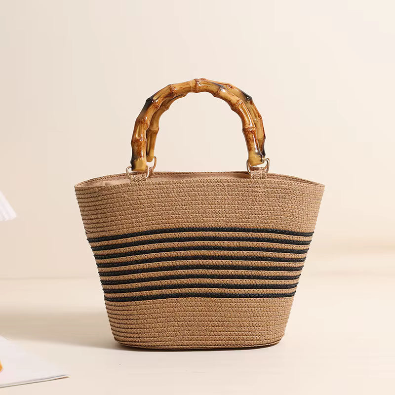 Trendig toteväska för dam – modern och stilfull handväska med bambu handtag