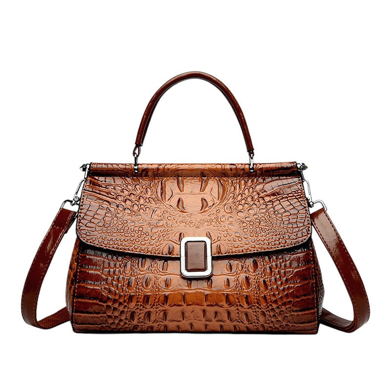 Elegant handväska i krokodilmönster – lyxig damväska i PU-läder