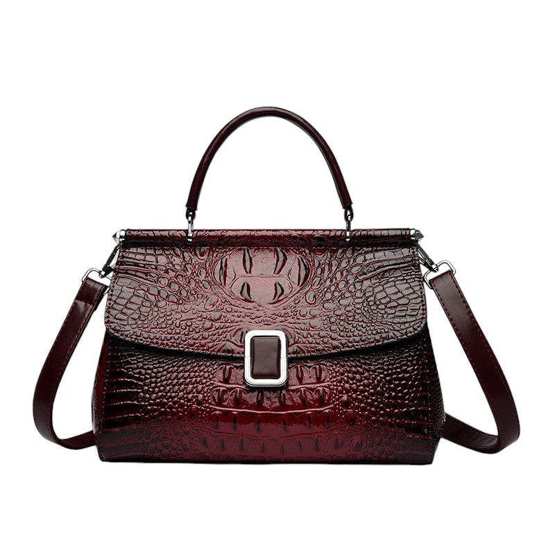 Elegant handväska i krokodilmönster – lyxig damväska i PU-läder