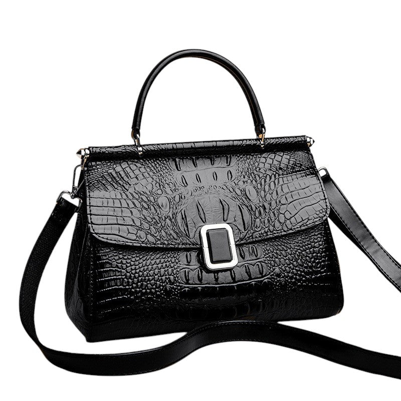 Elegant handväska i krokodilmönster – lyxig damväska i PU-läder