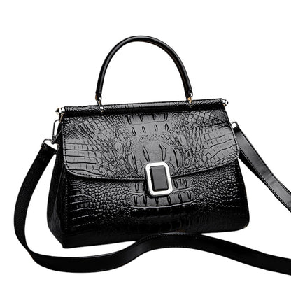 Elegant handväska i krokodilmönster – lyxig damväska i PU-läder