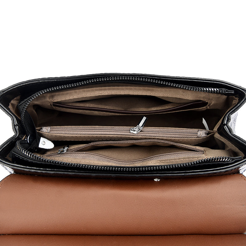 Elegant handväska i krokodilmönster – lyxig damväska i PU-läder