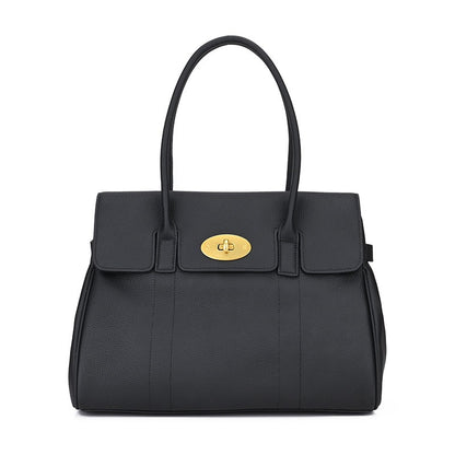 Svart klassisk handväska med guldlås och tidlös design – Itsbag