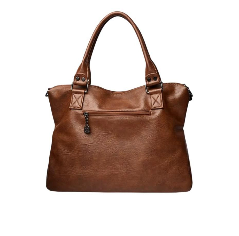Brun handväska dam elegant tote bag med axelrem