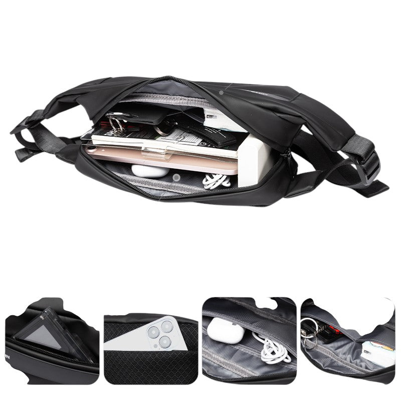 Herr crossbody bag i svart – vattentät midjeväska i modern design