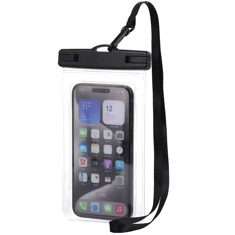 Transparent vattentät mobilväska som fungerar under vatten