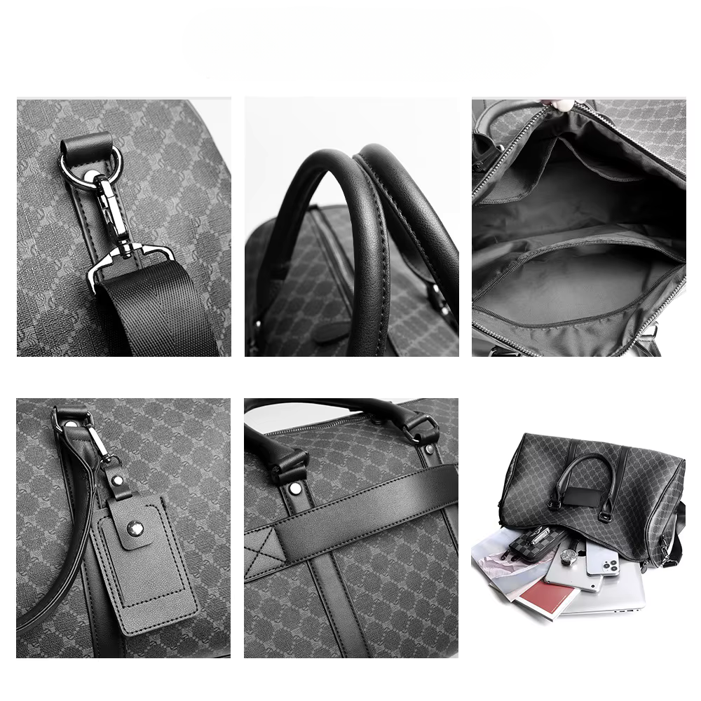 Herr-weekendbag i läderdesign – perfekt för resa och vardag