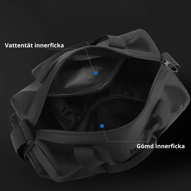 Gymväska med vattentätt innerfack för våta träningskläder