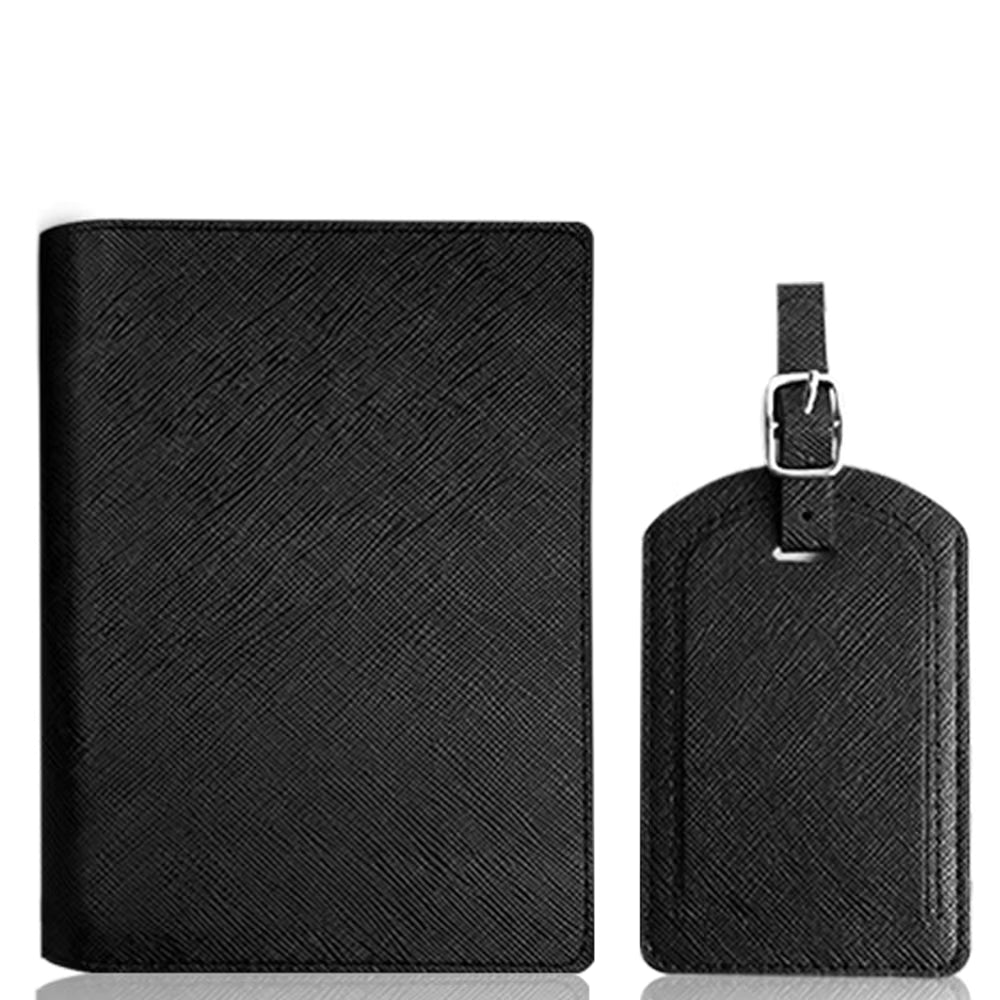 Svart passfodral med kortfack, biljettfack och RFID-skydd