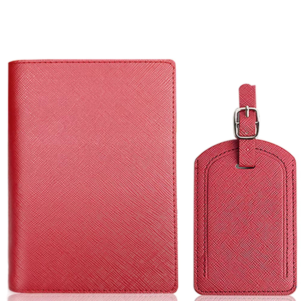 Rött passfodral med RFID-skydd och flera fack