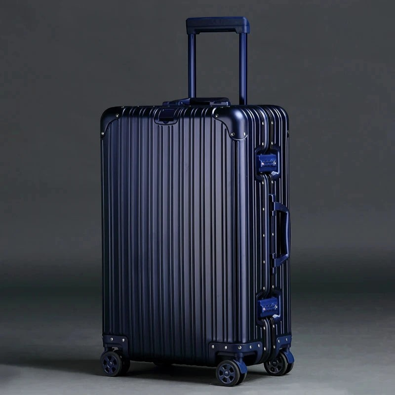 Itsbag.se dark blue aluminum travel suitcase with TSA lock and 360° wheels