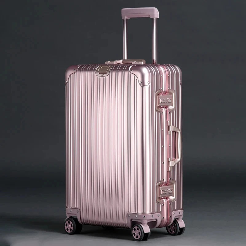 Itsbag.se pink aluminum-magnesium alloy suitcase with TSA lock and 360° wheels
