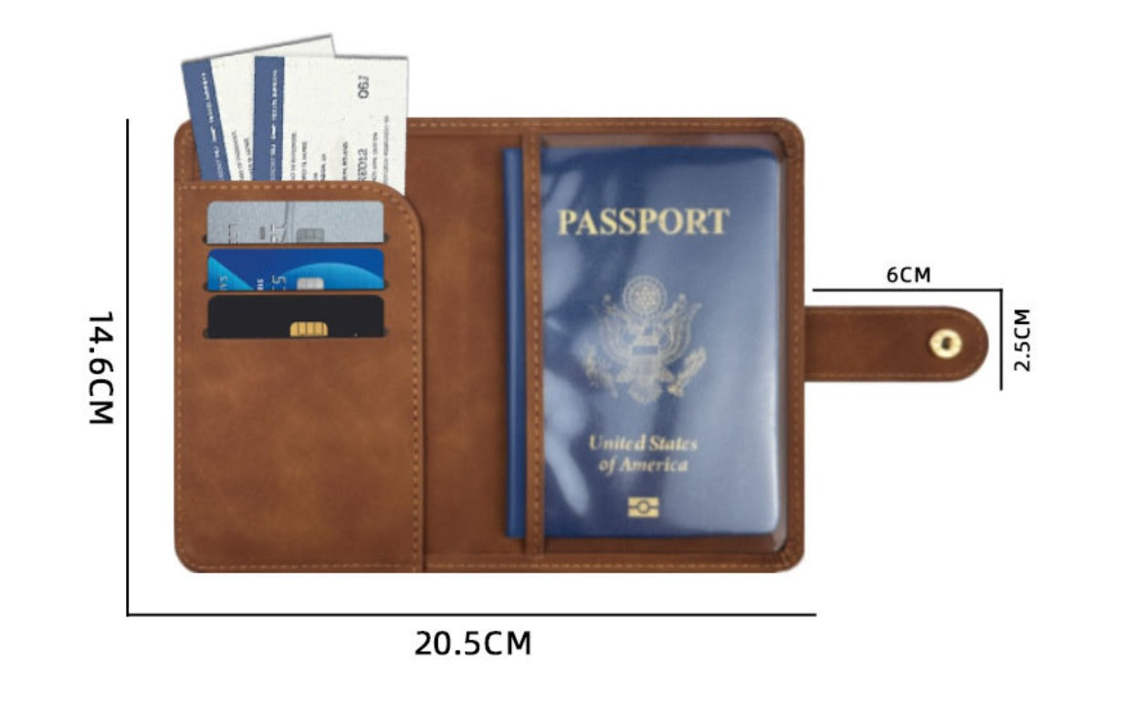 Klassisk brun reseplånbok för pass, kort och biljetter