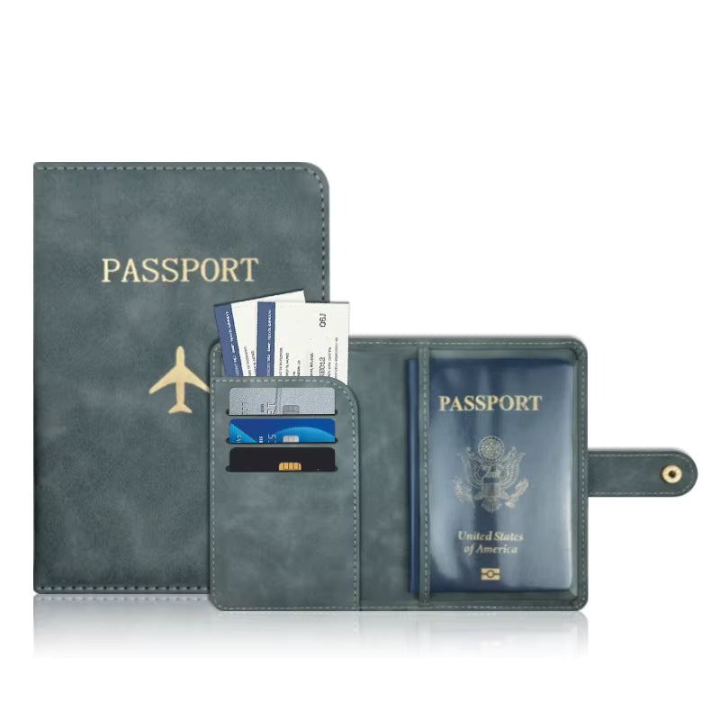 Reseplånbok i grå färg för pass och resehandlingar