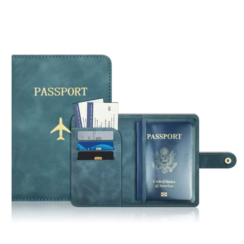 Kompakt resefodral i ljusgrön ton för pass och kort