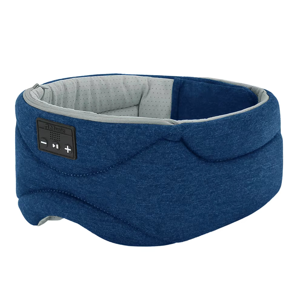 Bluetooth sovmask i blå färg – mörkläggande ögonmask med trådlösa högtalare
