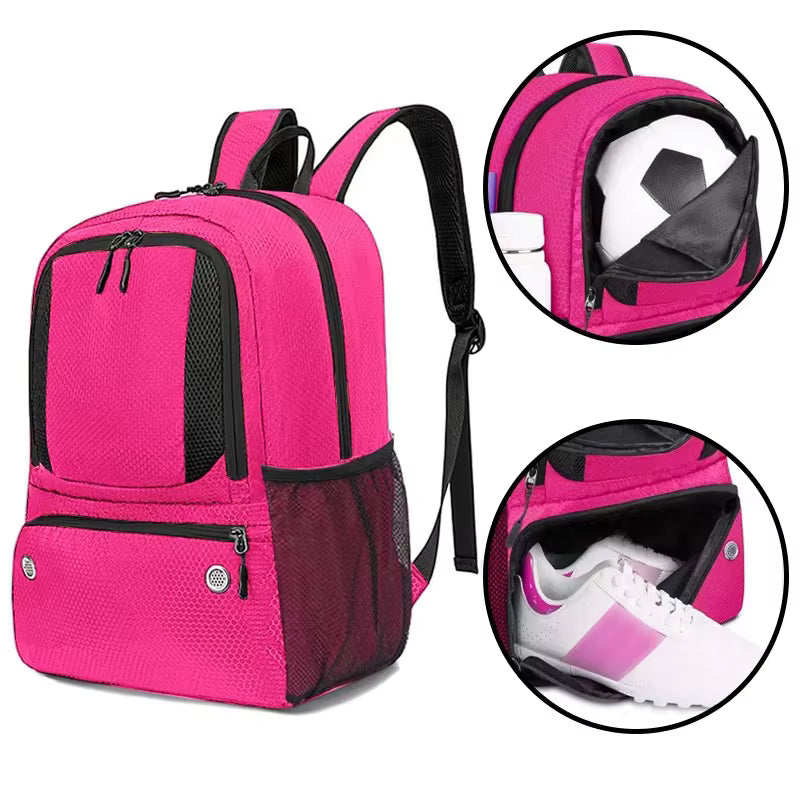 Rosa träningsryggsäck med skofack – praktisk sportväska för gym och vardag